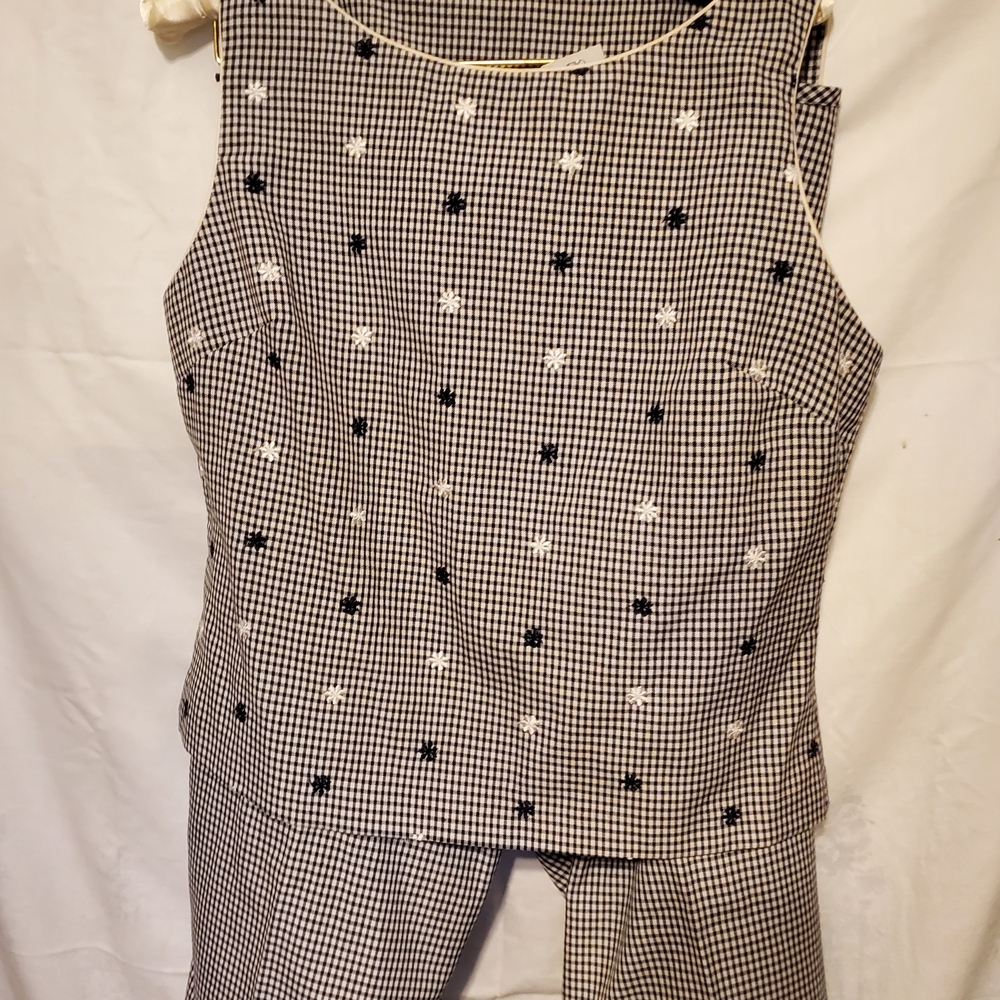 Blue and White  Sleeveless Tank and pants set 11/12 top 13/14 pants